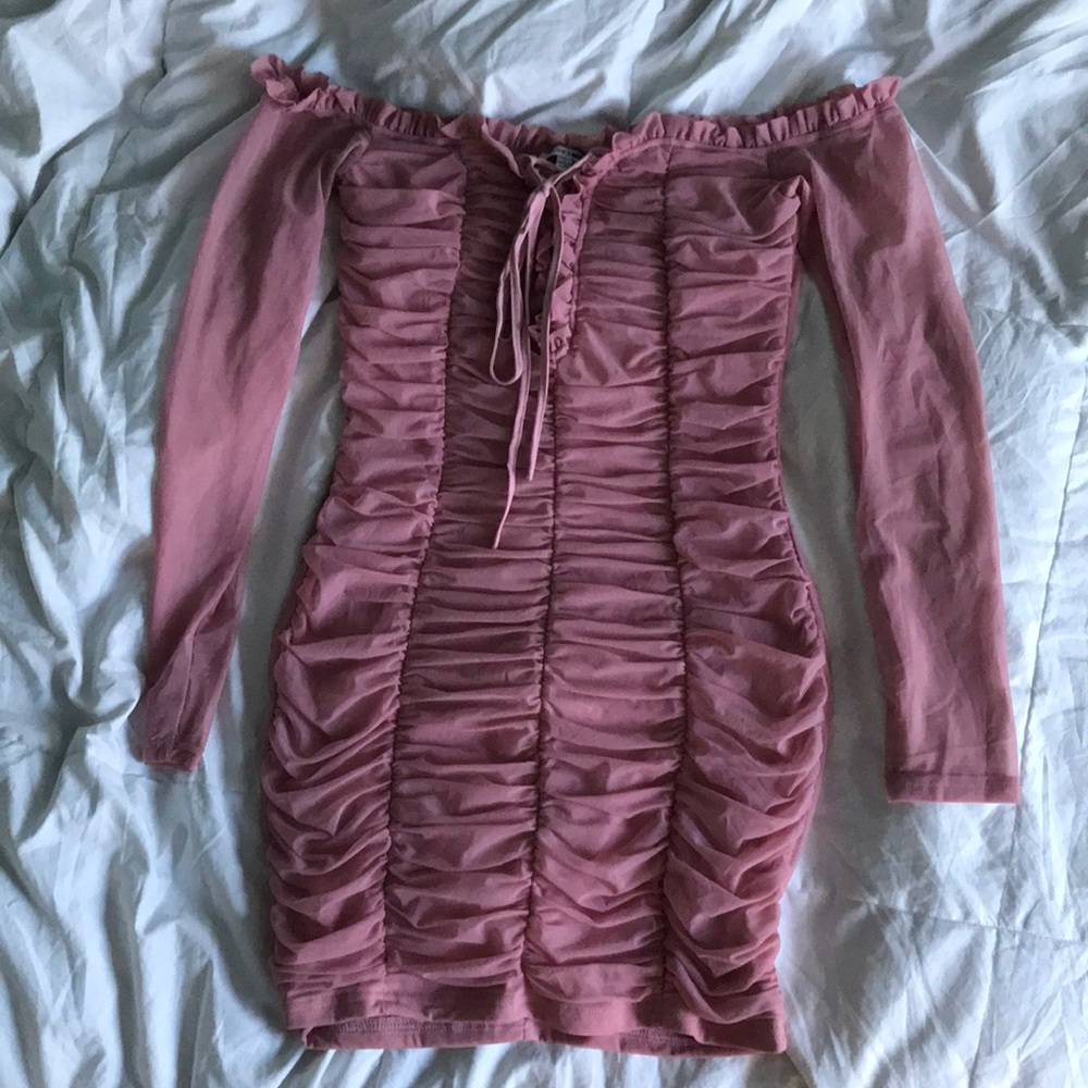 Ruched pink dress